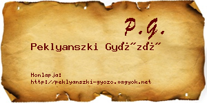 Peklyanszki Győző névjegykártya